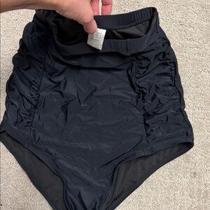 Coral Reef High-Waisted Ruched Swim Bottoms